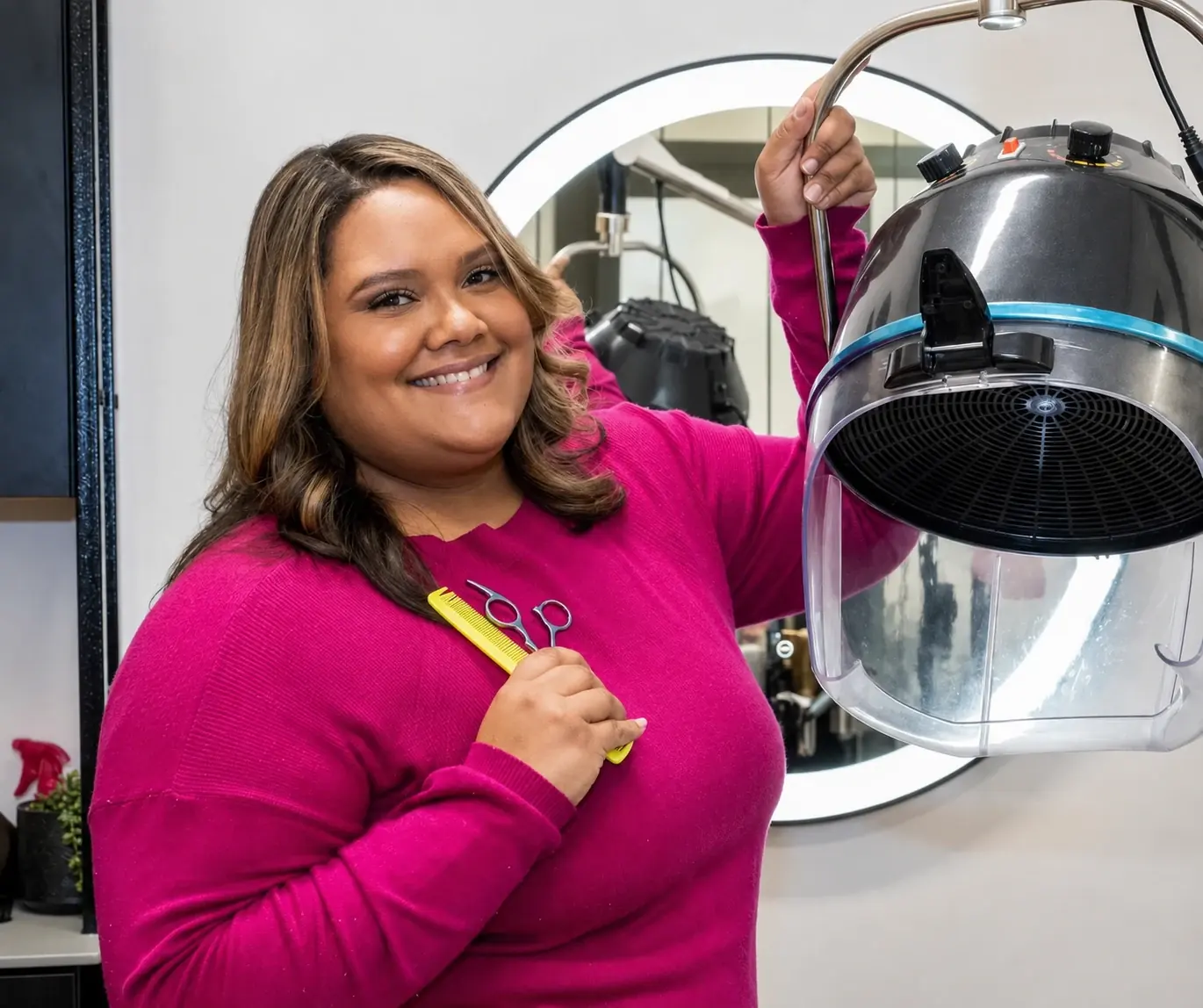 Alexis smiling in her Milwaukee salon suite